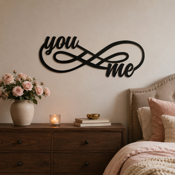 You & Me Infinity Metal Wall Art – Romantic Couple Wall Decor