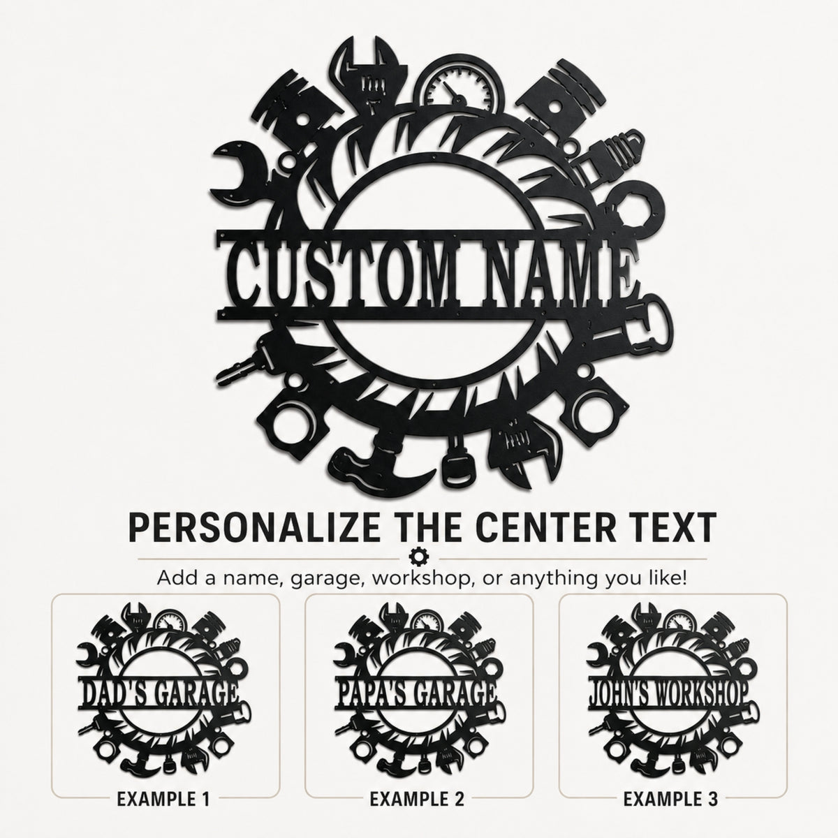 Personalized Garage & Workshop Metal Sign – Custom Name Decor