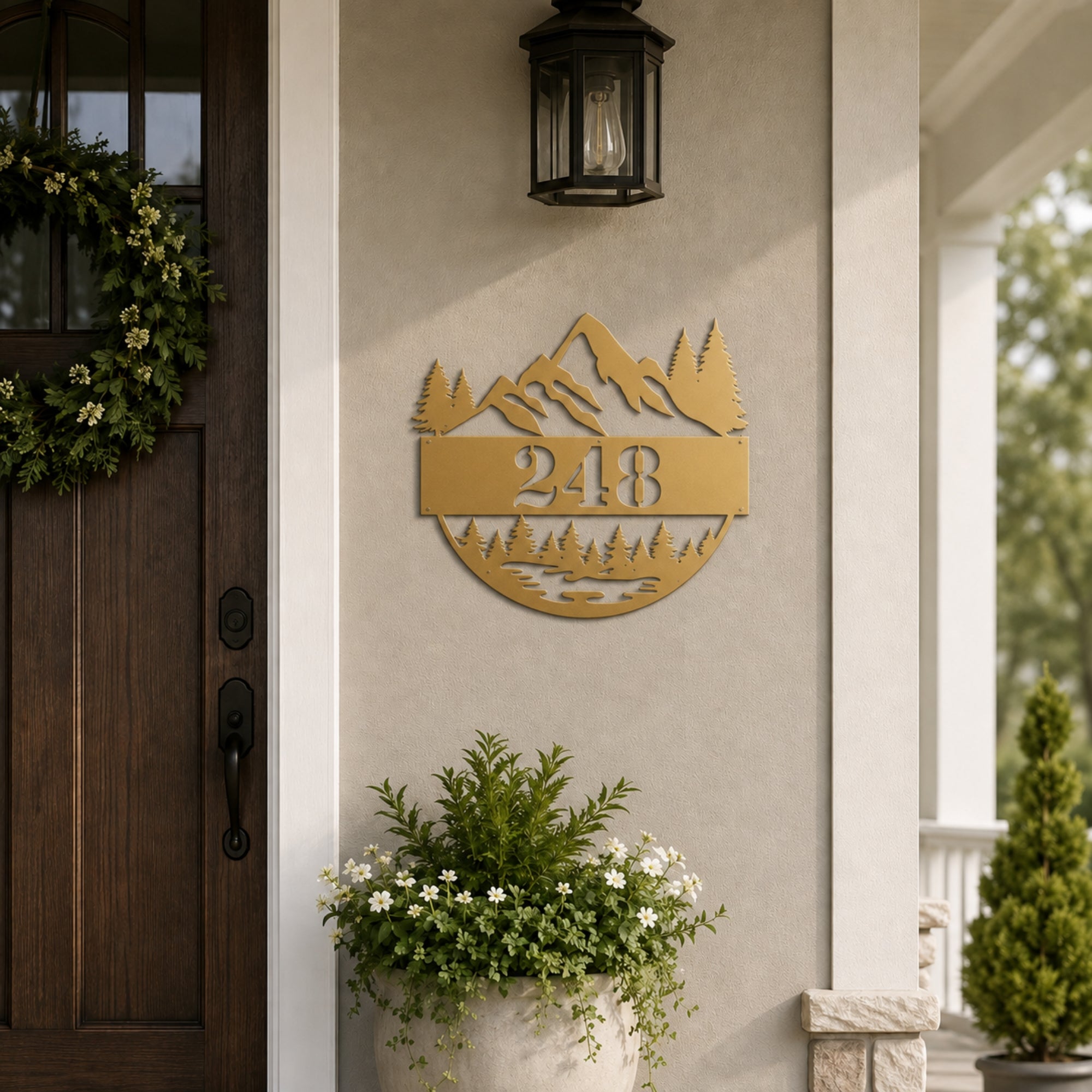 Personalized Mountain House Number Sign