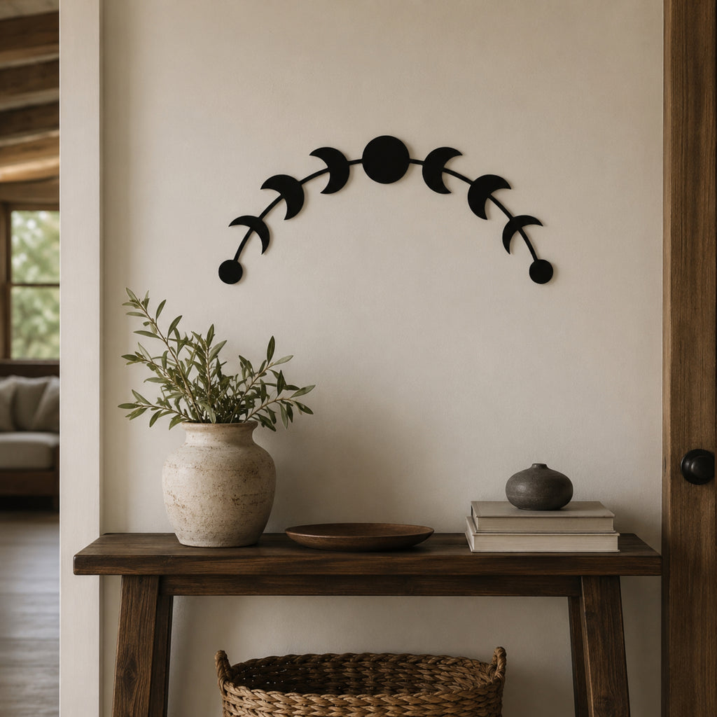 Moon Phase Metal Wall Art – Celestial Lunar Cycle Wall Decor