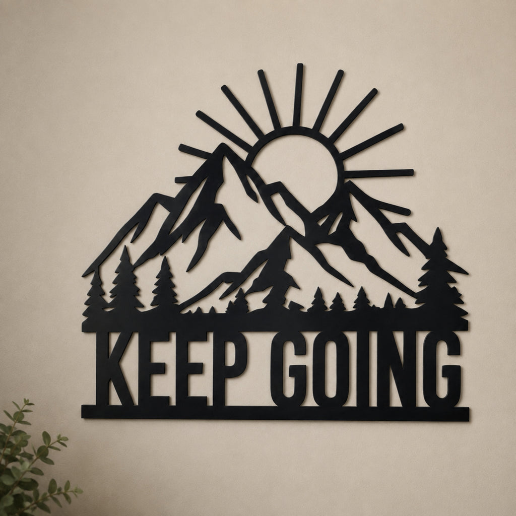 Keep Going Mountain Metal Wall Art – Inspirational Nature Decor