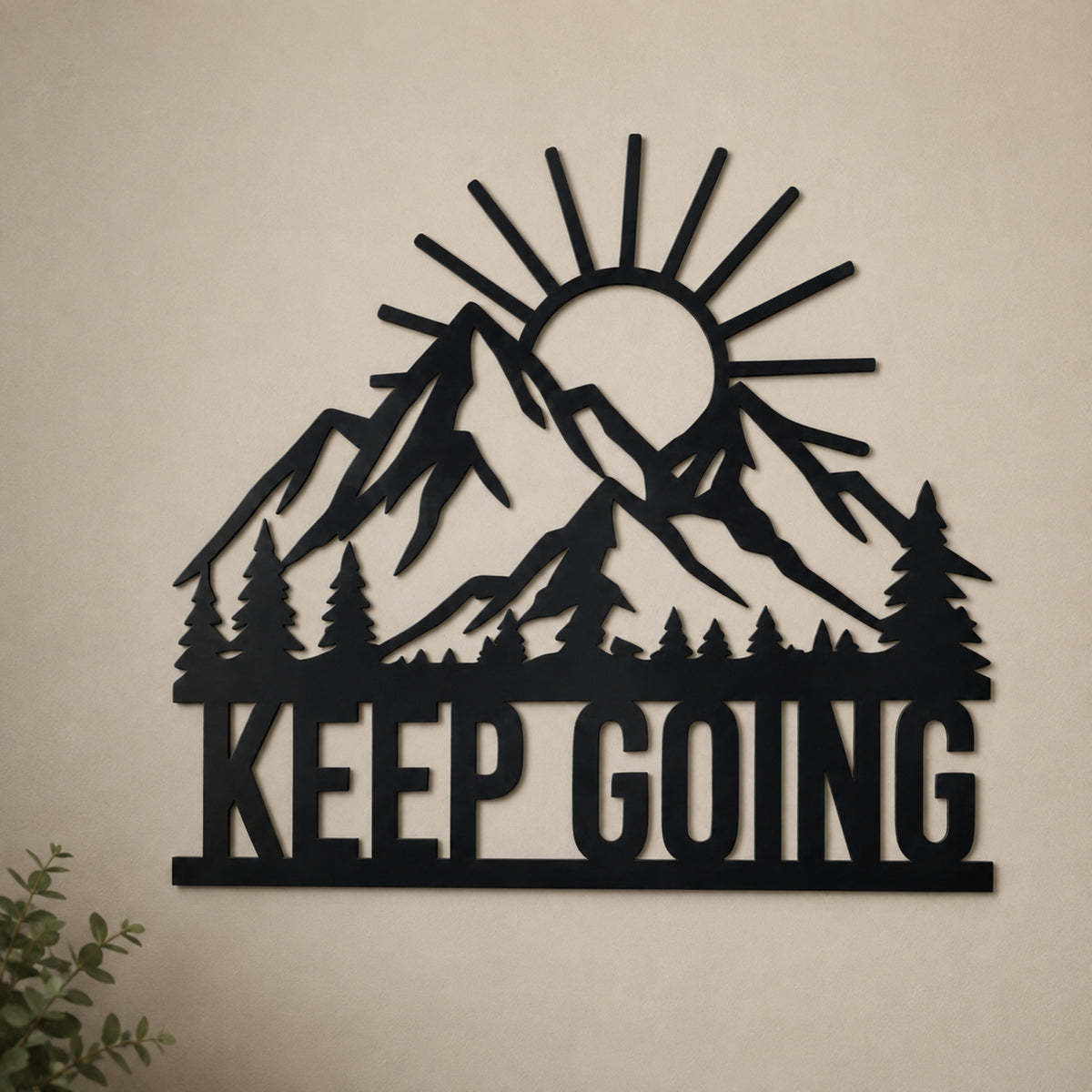 Keep Going Mountain Metal Wall Art – Inspirational Nature Decor