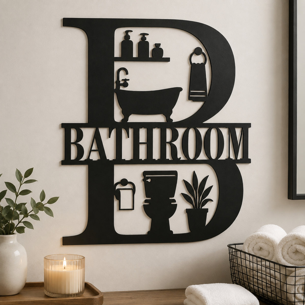 Bathroom Metal Wall Sign – Farmhouse Bathroom Wall Decor