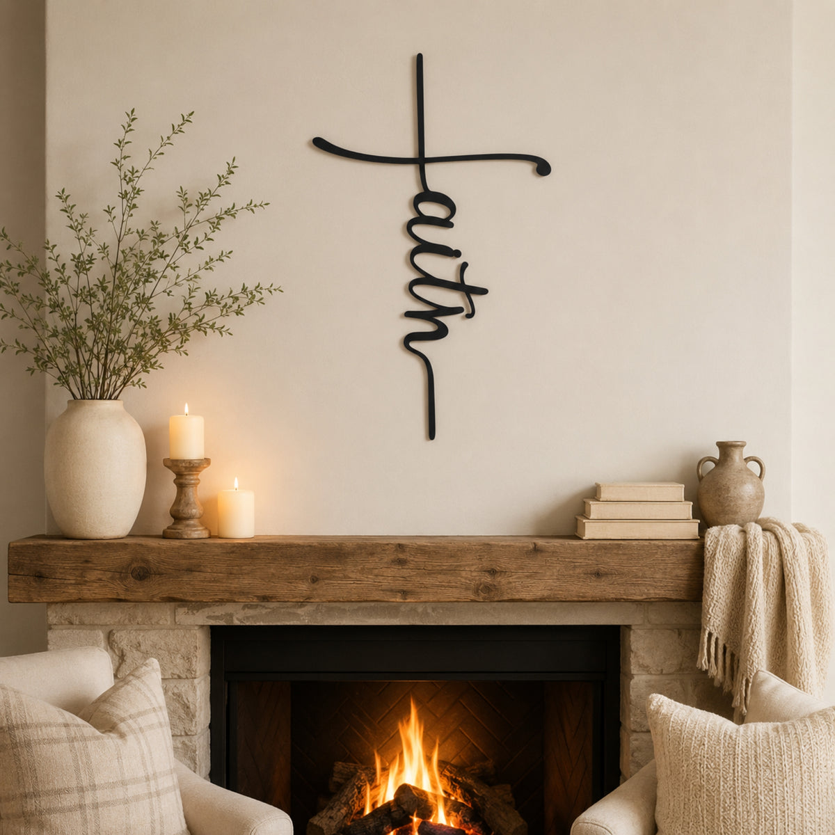 Faith Cross Metal Wall Art – Minimalist Christian Decor Main image