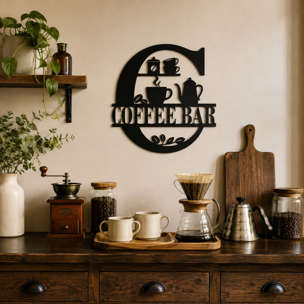 Coffee Bar Metal Wall Sign – Kitchen Coffee Station Decor