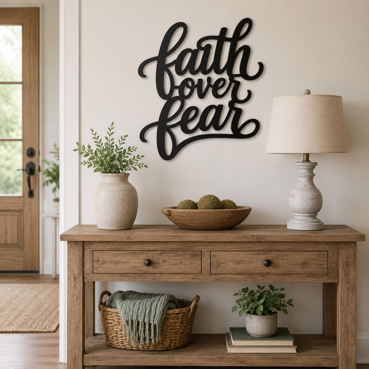 Faith Over Fear Metal Wall Art – Christian Inspirational Sign