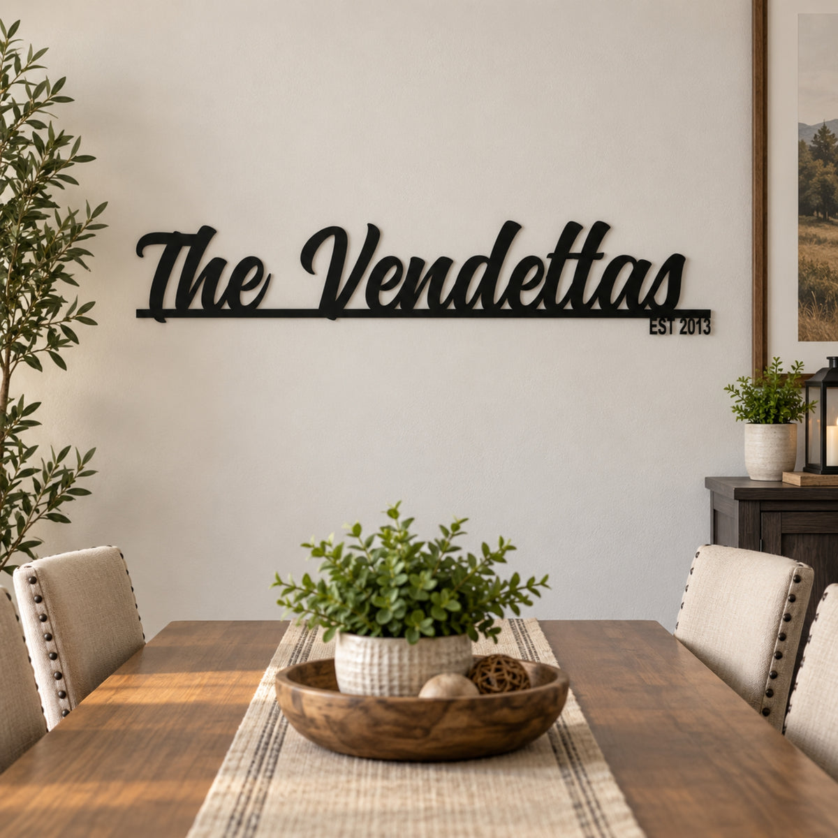 Personalized Family Name Metal Sign with Established Year – Script Surname Wall Art