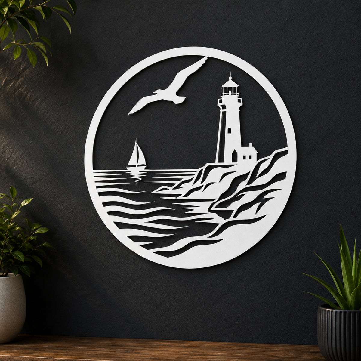 Lighthouse Metal Wall Art – Nautical Coastal Decor