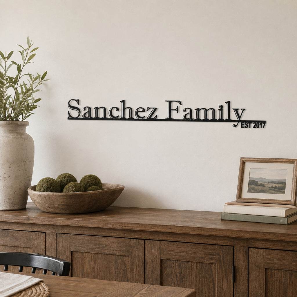 Personalized Family Name Metal Sign with Established Year – Classic Serif Design