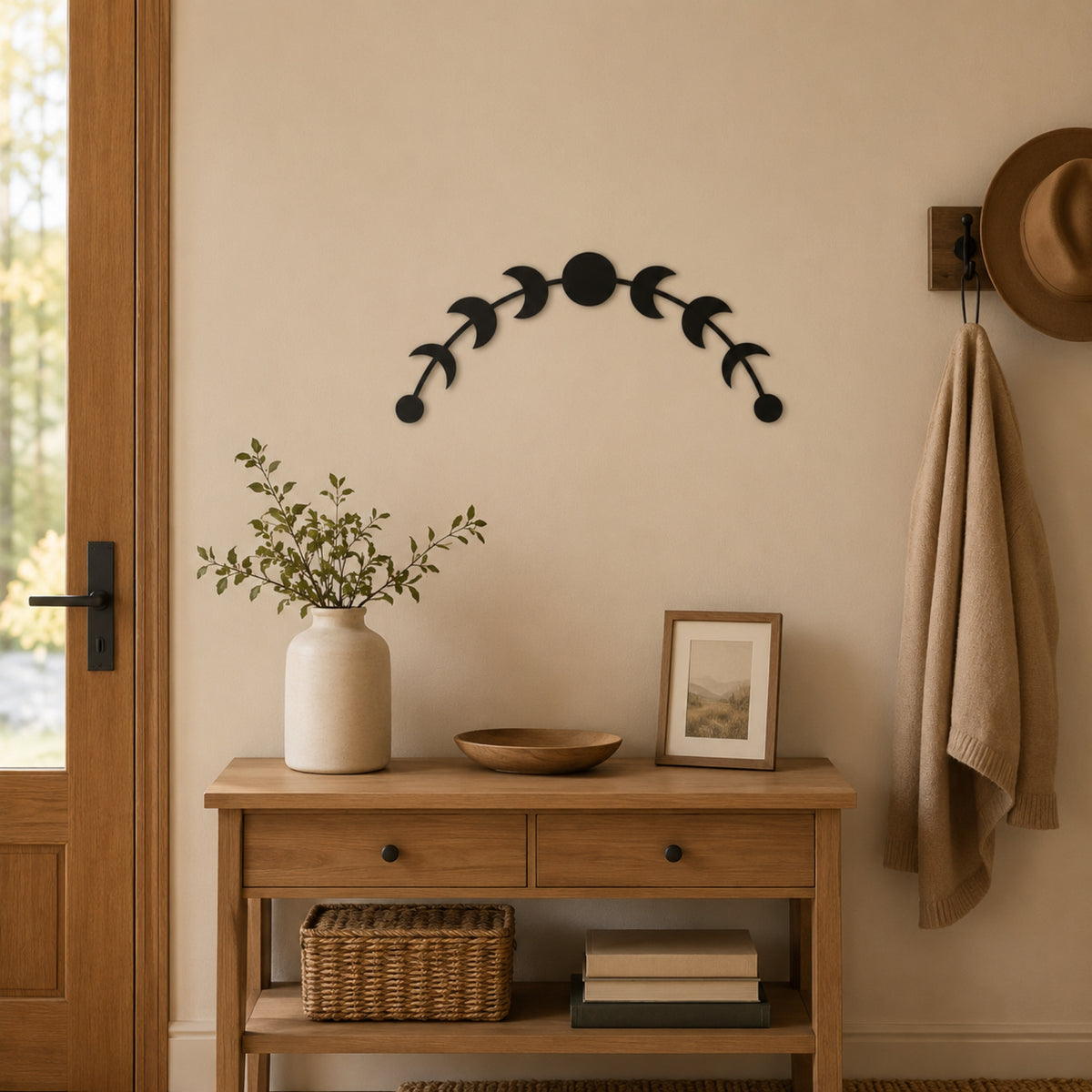 Moon Phase Metal Wall Art – Celestial Lunar Cycle Wall Decor