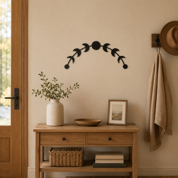 Moon Phase Metal Wall Art – Celestial Lunar Cycle Wall Decor