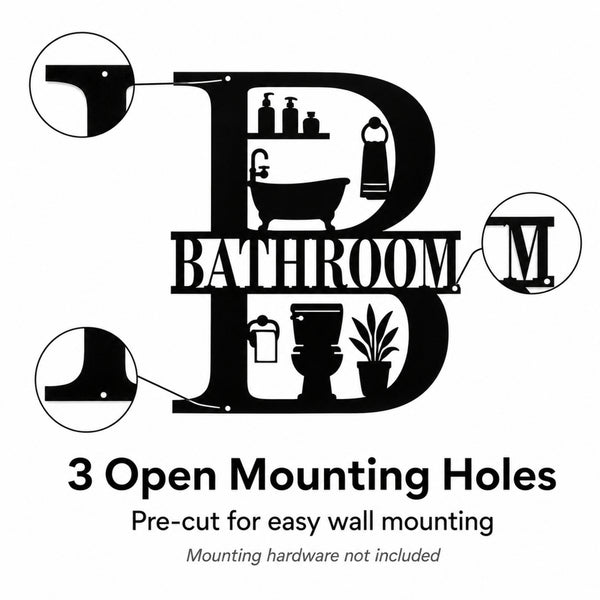 Bathroom Metal Wall Sign – Farmhouse Bathroom Wall Decor