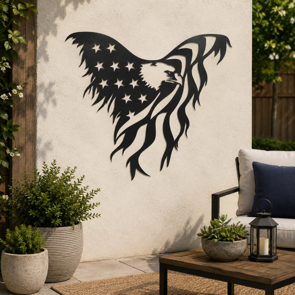 American Flag Eagle Decor - Patriotic Eagle Metal Wall Art
