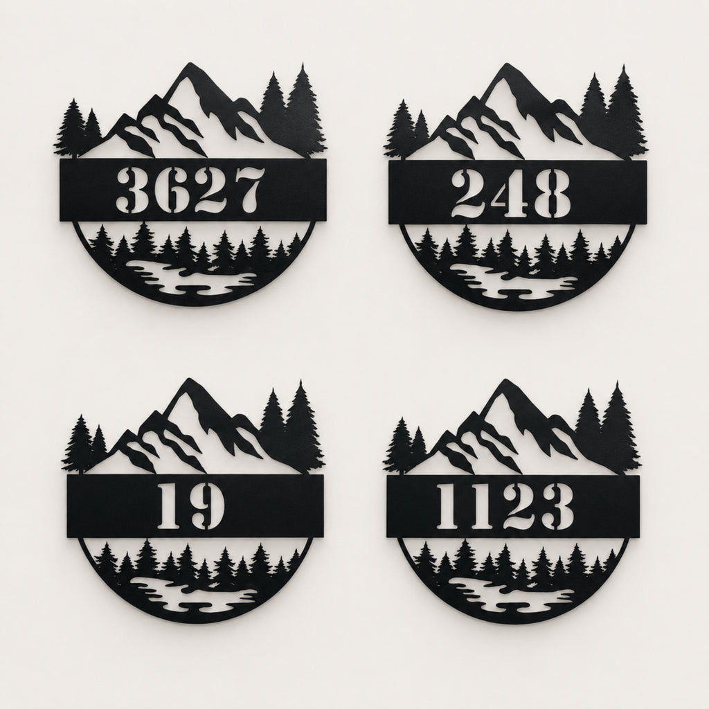 Personalized Mountain House Number Sign