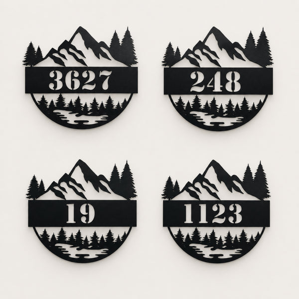 Personalized Mountain House Number Sign