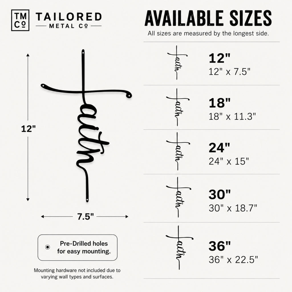 Faith Cross Metal Wall Art – Minimalist Christian Decor