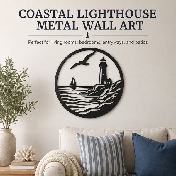 Lighthouse Metal Wall Art – Nautical Coastal Decor