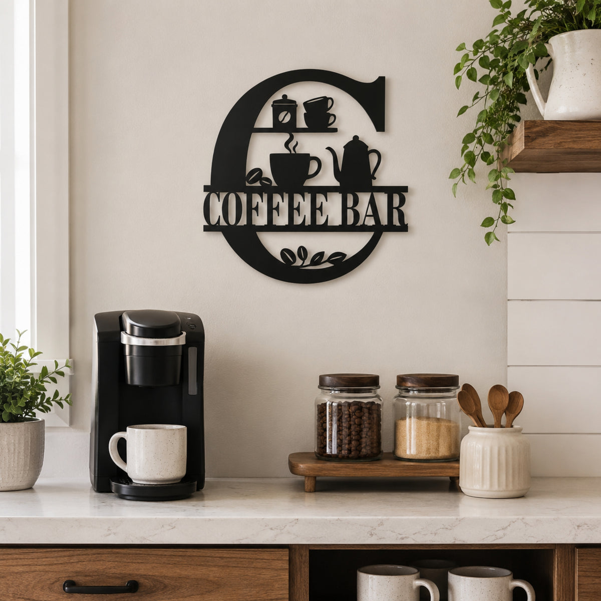Coffee Bar Metal Wall Sign – Kitchen Coffee Station Decor