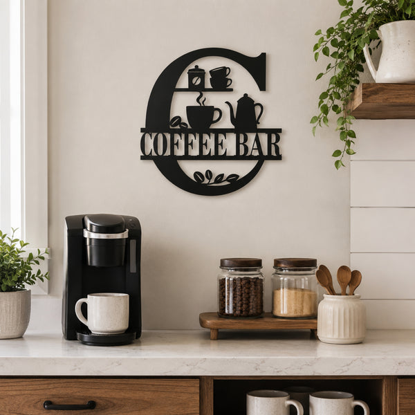 Coffee Bar Metal Wall Sign – Kitchen Coffee Station Decor