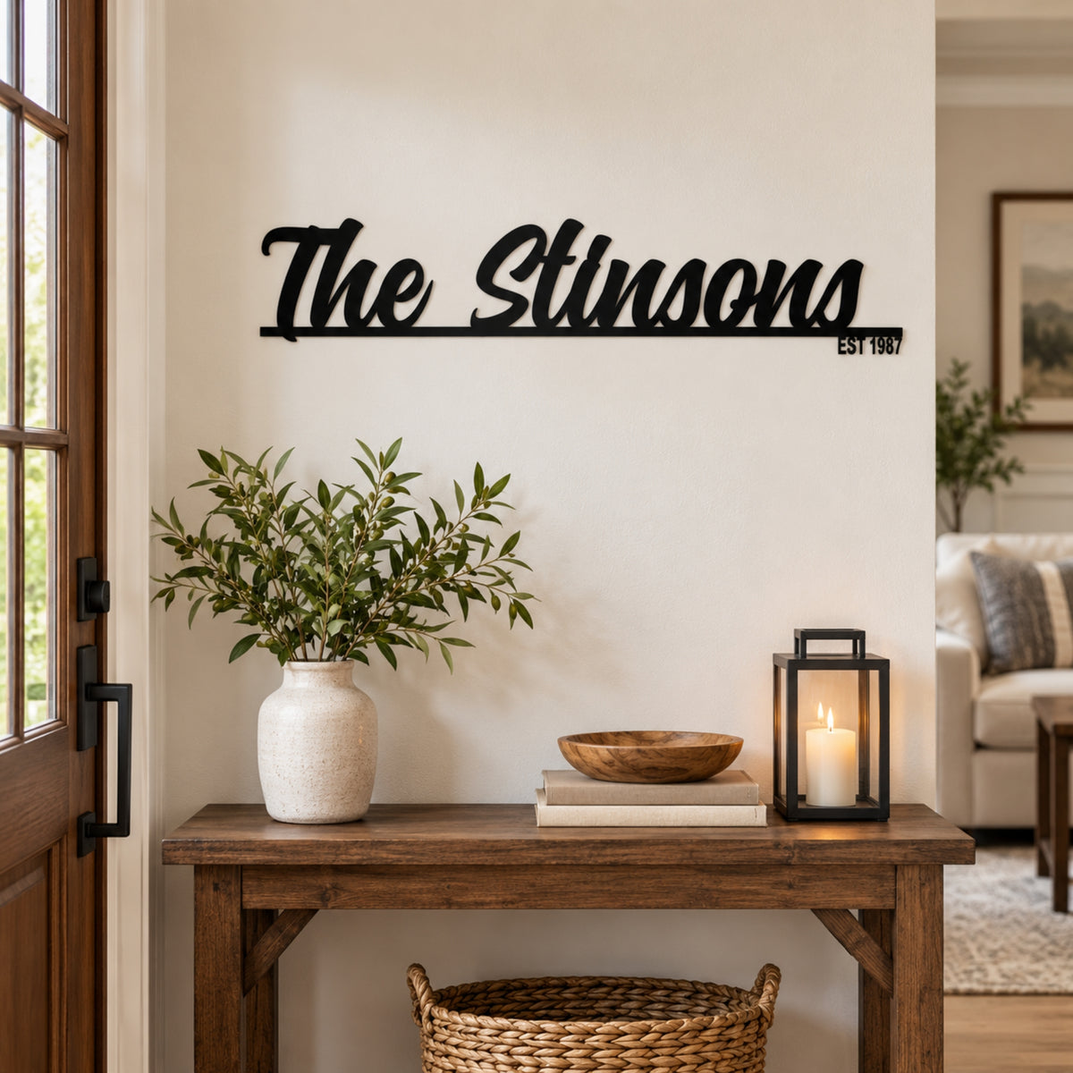 Personalized Family Name Metal Sign with Established Year – Script Surname Wall Art