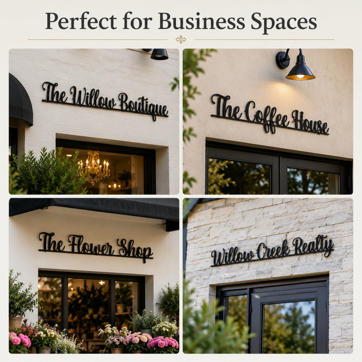 Custom Script Business Name Metal Sign – Personalized Business Wall Sign
