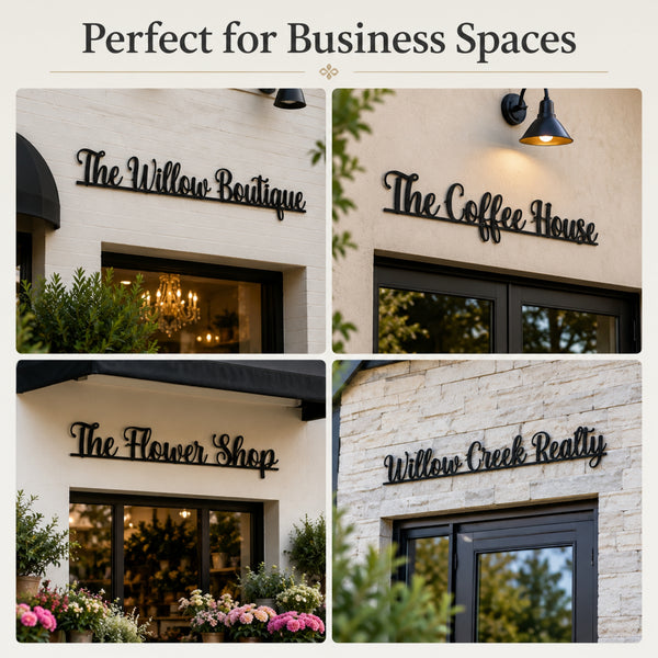 Custom Script Business Name Metal Sign – Personalized Business Wall Sign