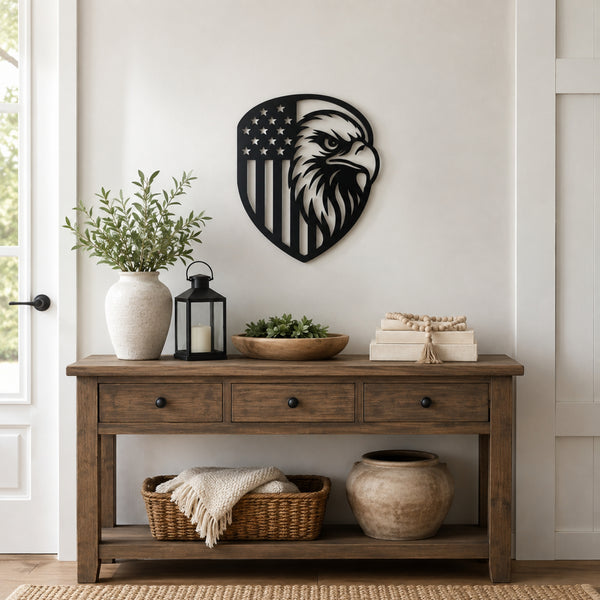 American Eagle Flag Metal Wall Art – Patriotic USA Decor