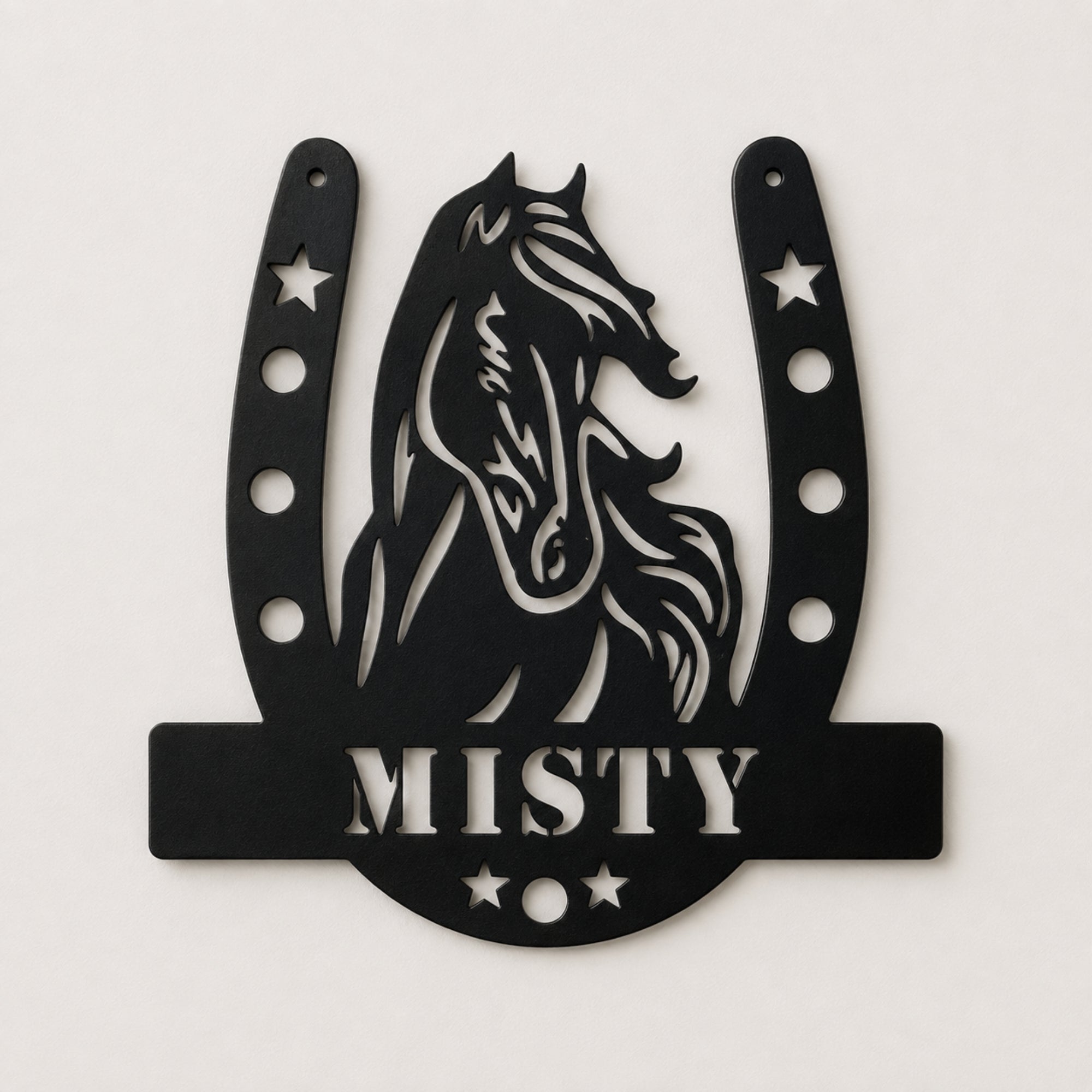 Personalized Horse Name Metal Sign – Horseshoe Equestrian Wall Art