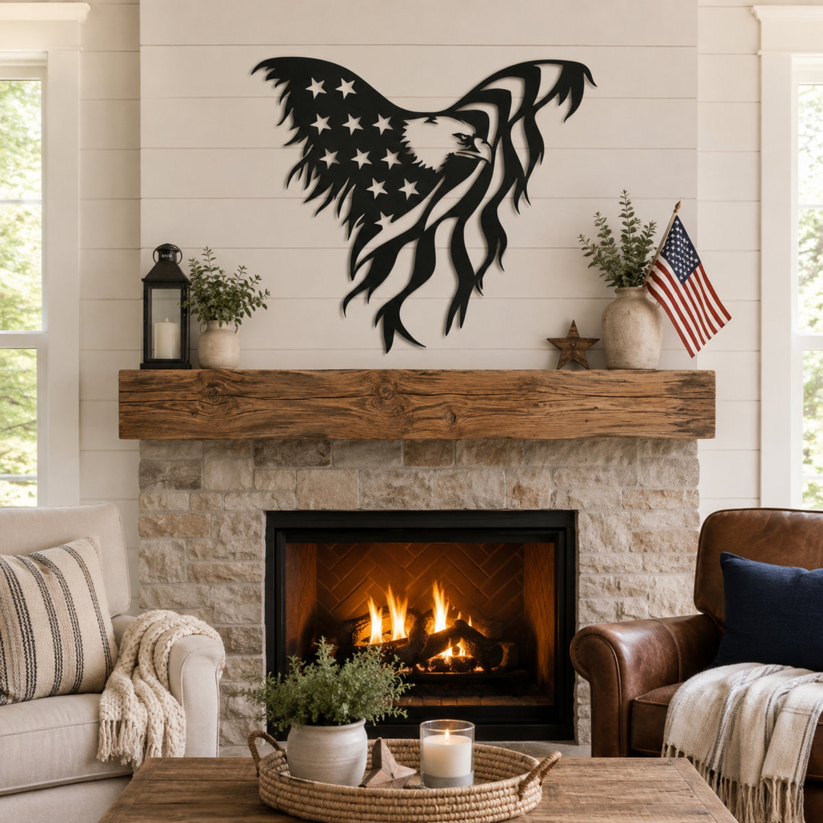 American Flag Eagle Decor - Patriotic Eagle Metal Wall Art