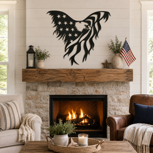 American Flag Eagle Decor - Patriotic Eagle Metal Wall Art