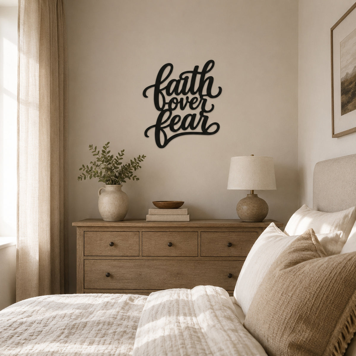 Faith Over Fear Metal Wall Art – Christian Inspirational Sign