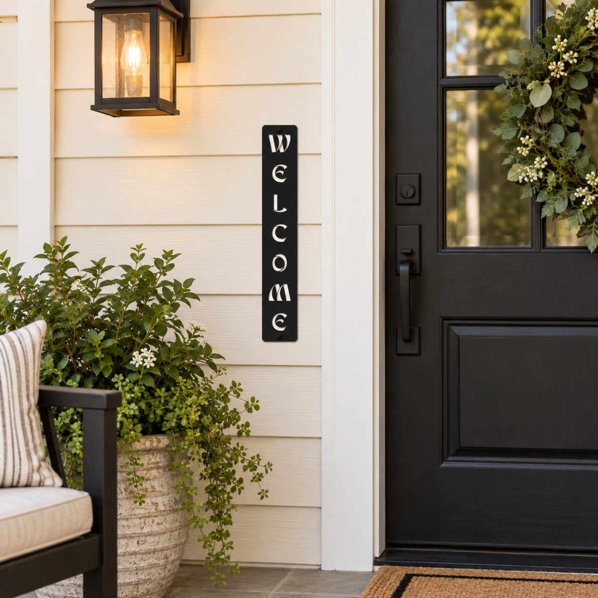 Modern Welcome Metal Sign – Vertical or Horizontal Porch Decor