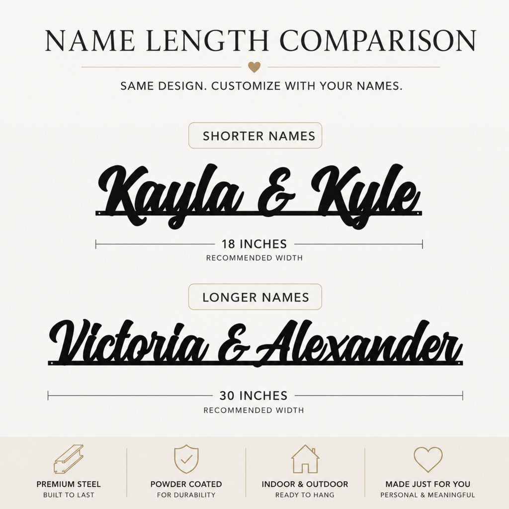 Personalized Couple Names Metal Sign – Custom Two Name Wall Art