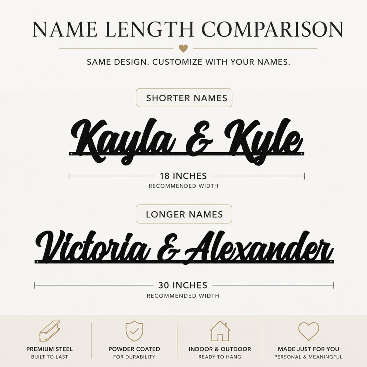 Personalized Couple Names Metal Sign – Custom Two Name Wall Art