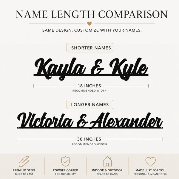 Personalized Couple Names Metal Sign – Custom Two Name Wall Art