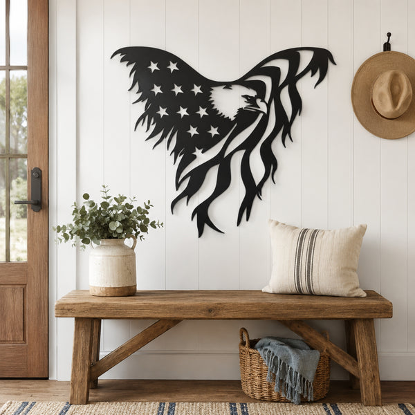 American Flag Eagle Decor - Patriotic Eagle Metal Wall Art