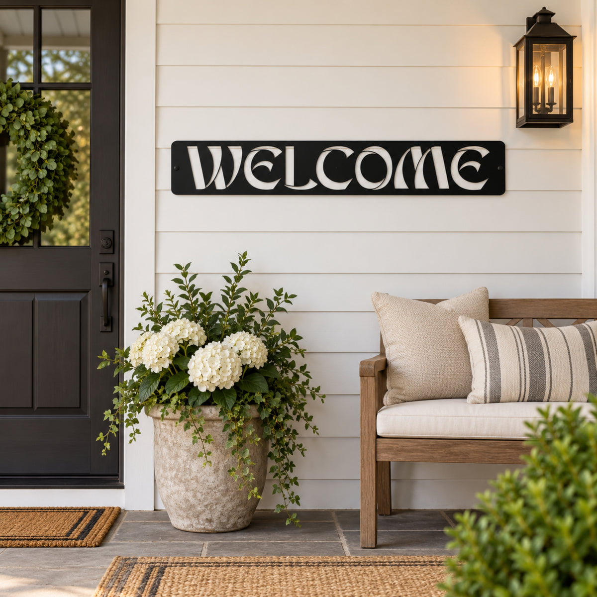 Modern Welcome Metal Sign – Vertical or Horizontal Porch Decor Main image