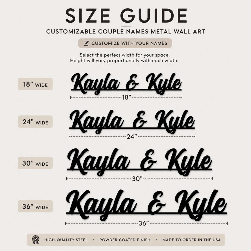 Personalized Couple Names Metal Sign – Custom Two Name Wall Art