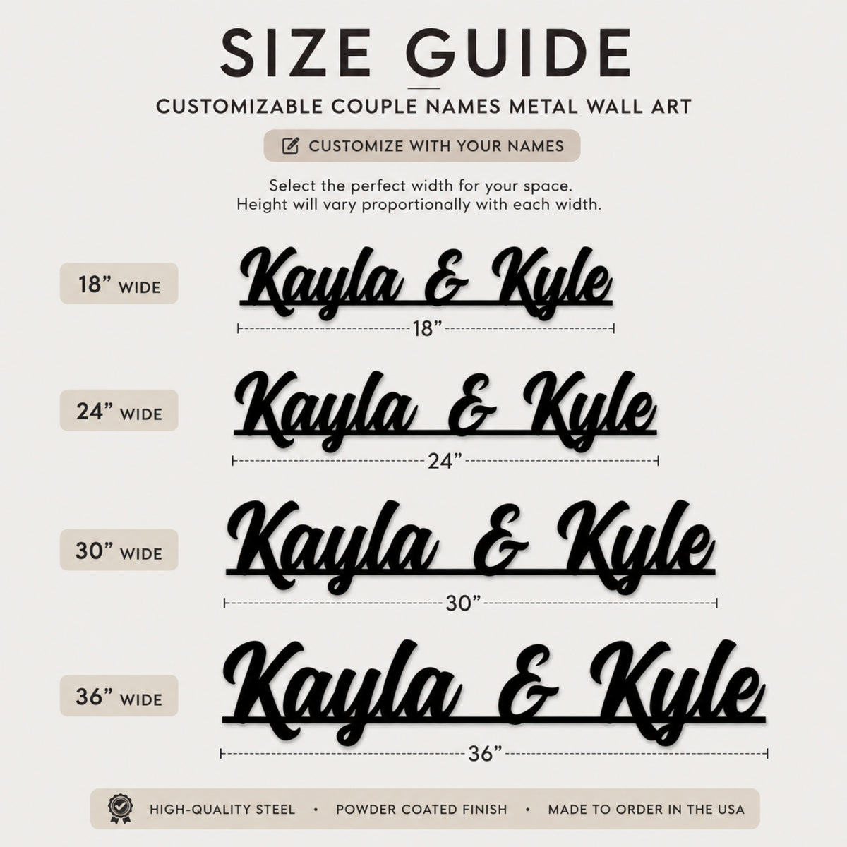 Personalized Couple Names Metal Sign – Custom Two Name Wall Art
