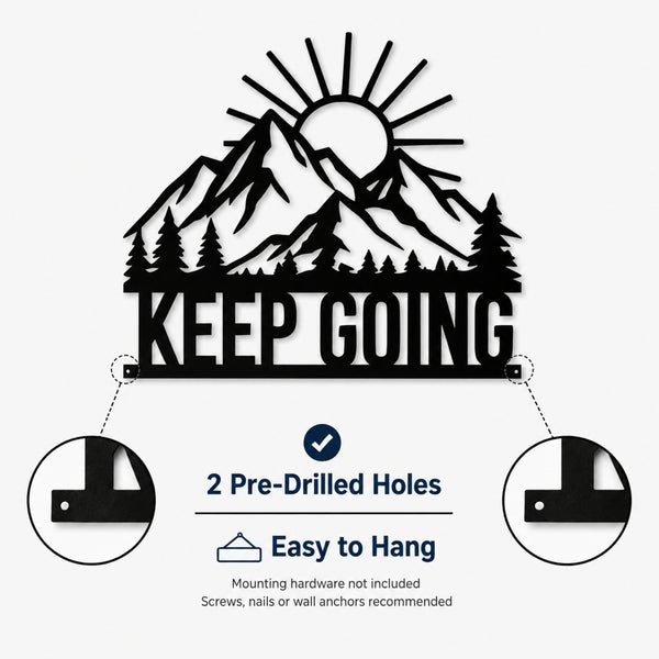 Keep Going Mountain Metal Wall Art – Inspirational Nature Decor