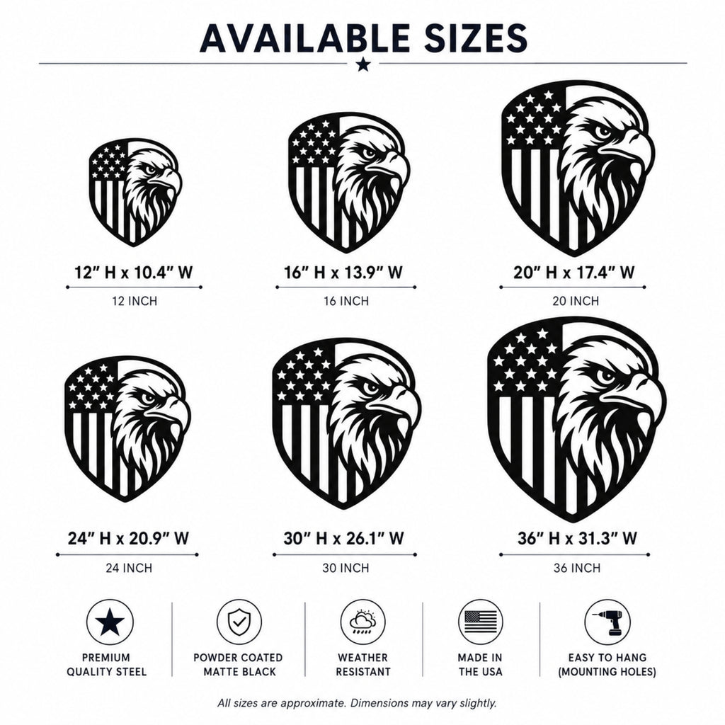 American Eagle Flag Metal Wall Art – Patriotic USA Decor