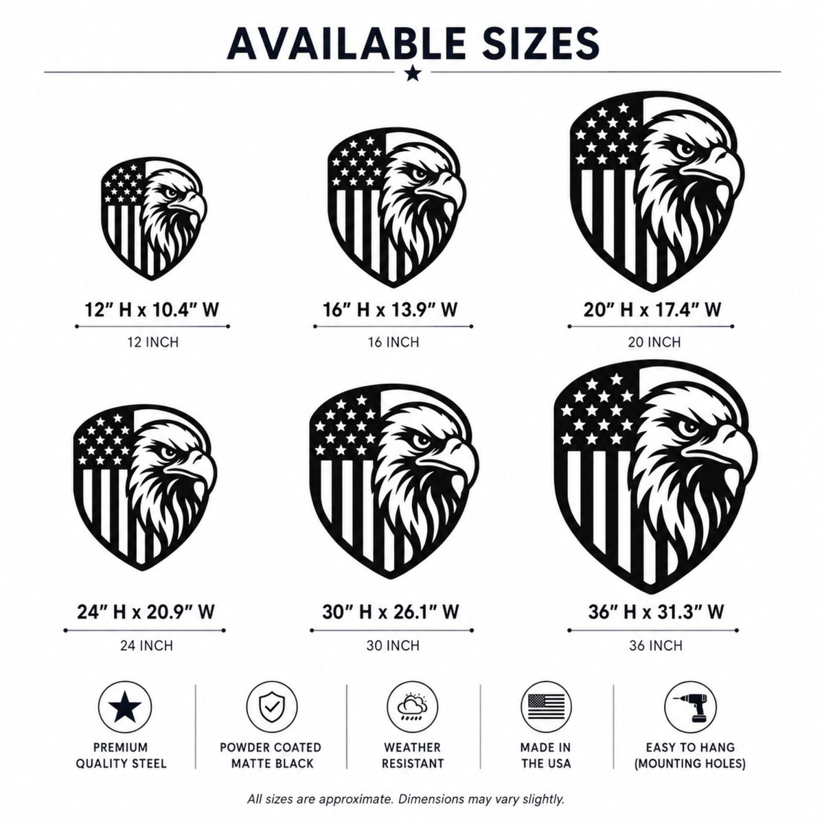American Eagle Flag Metal Wall Art – Patriotic USA Decor