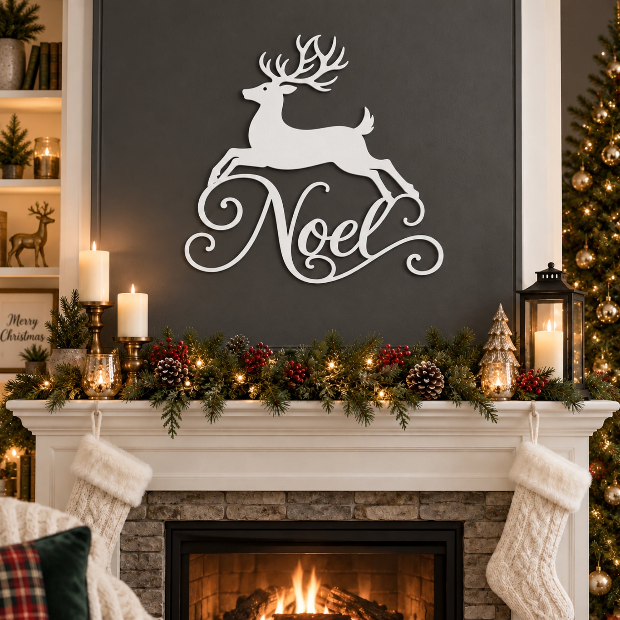 Noel Reindeer Metal Wall Art – Christmas Metal Sign Secondary image