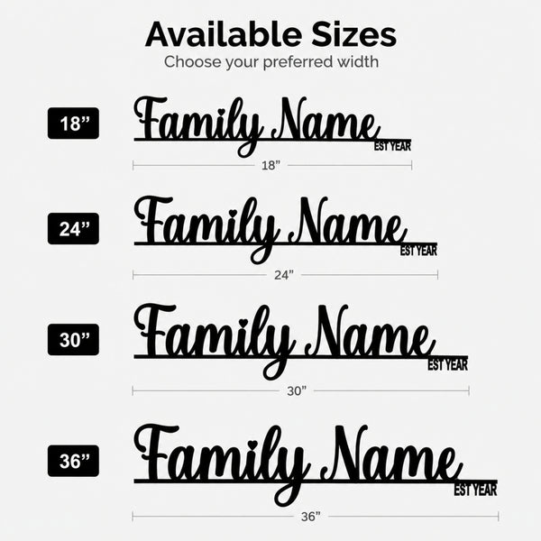 Personalized Family Name Metal Sign with Established Year – Script Style