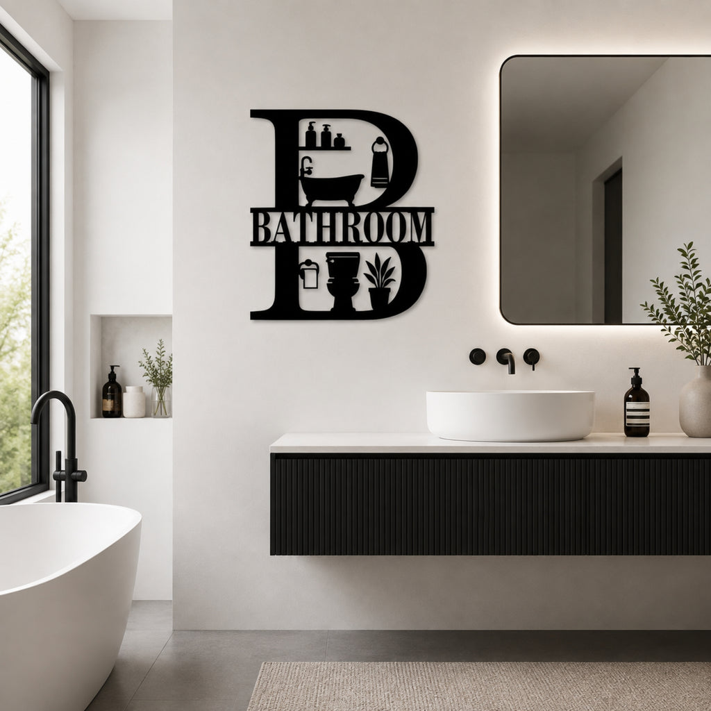 Bathroom Metal Wall Sign – Farmhouse Bathroom Wall Decor