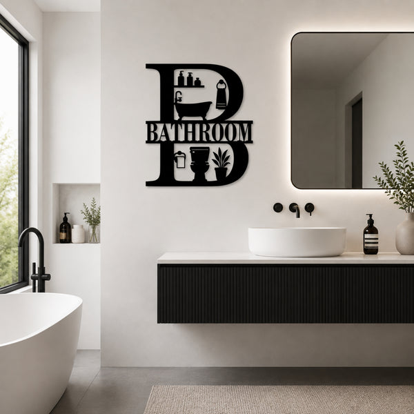 Bathroom Metal Wall Sign – Farmhouse Bathroom Wall Decor