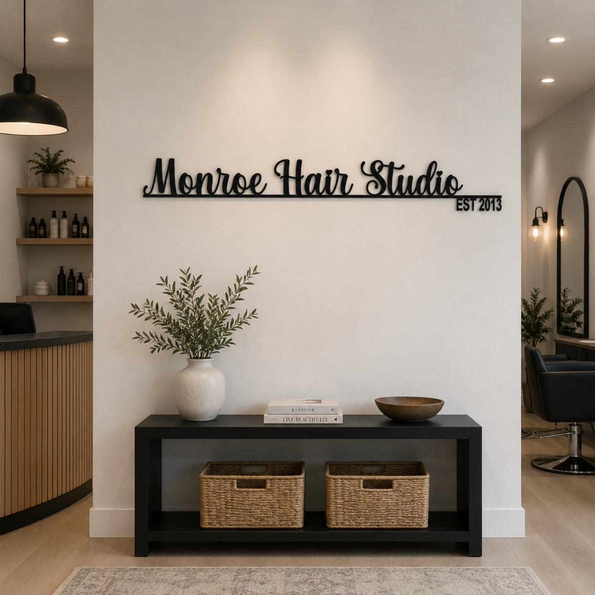 Custom Script Business Name Metal Sign with Established Year