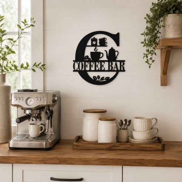 Coffee Bar Metal Wall Sign – Kitchen Coffee Station Decor