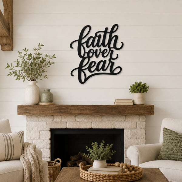 Faith Over Fear Metal Wall Art – Christian Inspirational Sign