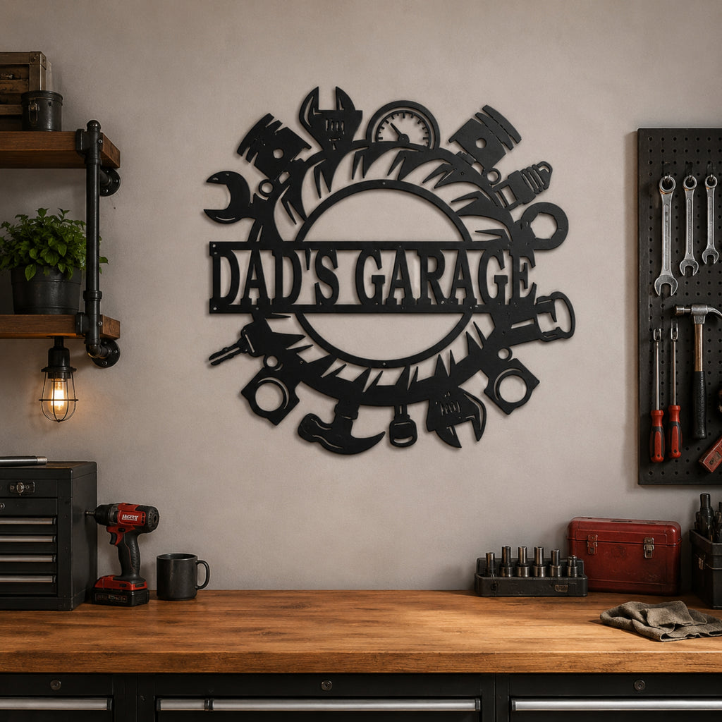 Personalized Garage & Workshop Metal Sign – Custom Name Decor